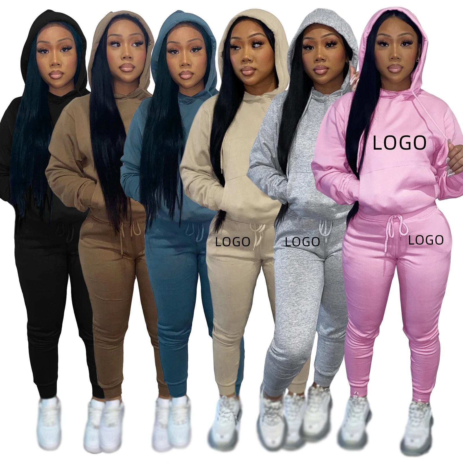 Custom Sweat Suit Set 2022 Winter Fall Clothing Workout Sweatsuit Two-Piece Set - Image 6