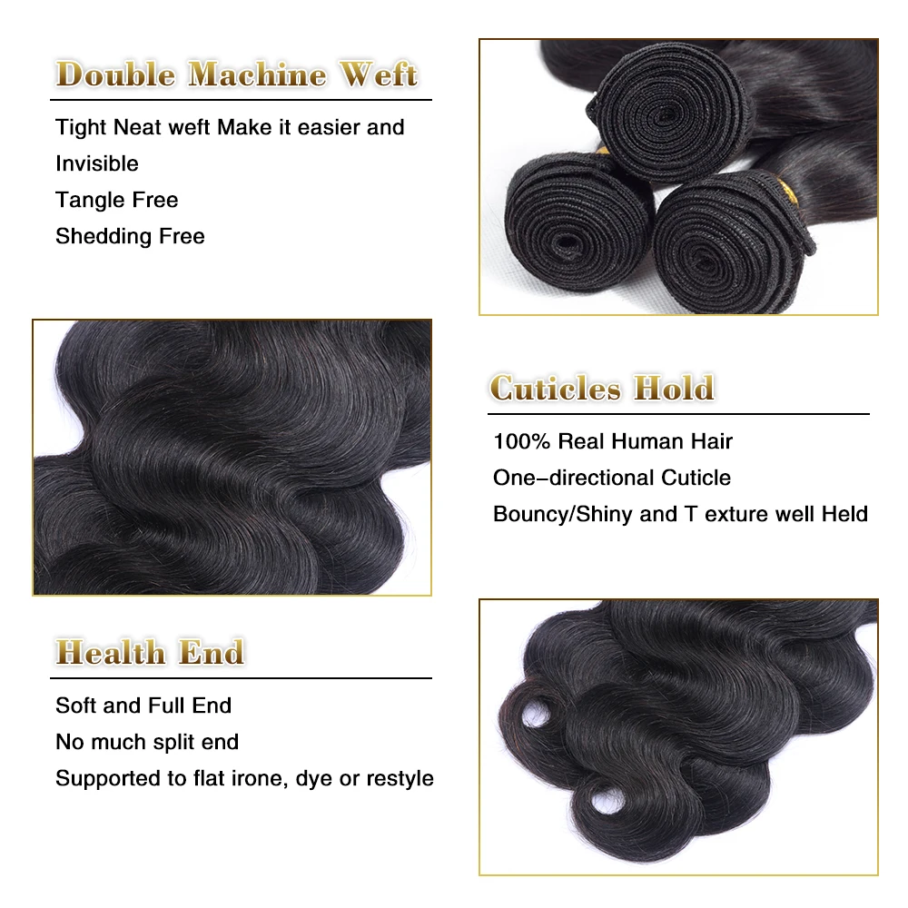 Free Sample 10 Inch Brazilian Body  Wave Hair Bundles With Closure,raw Unprocessed Wholesale 100 Virgin Brazilian Hair Bundles - Image 3